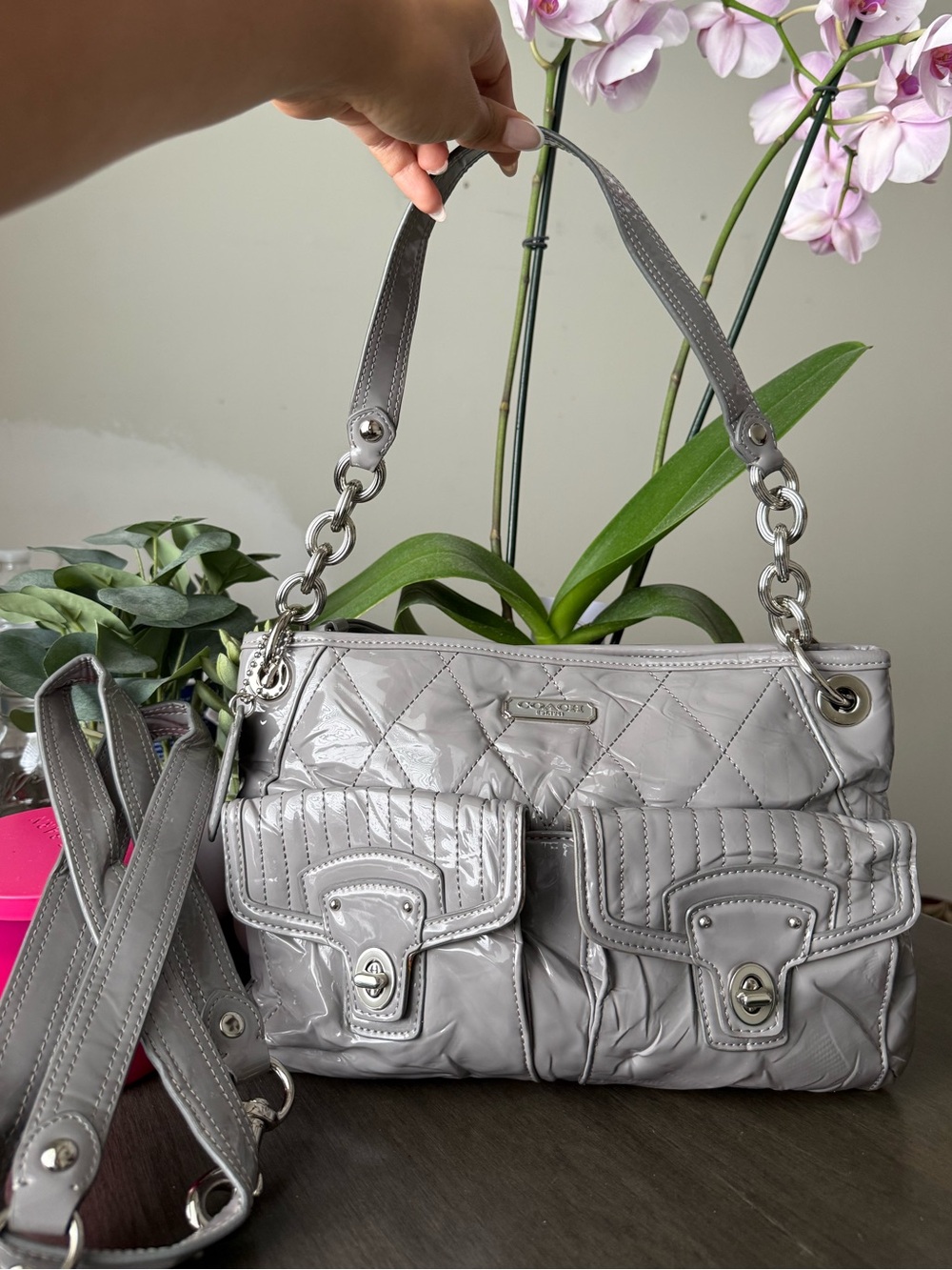 Coach Poppy Liquid Gloss convertible crossbody or shoulder bag